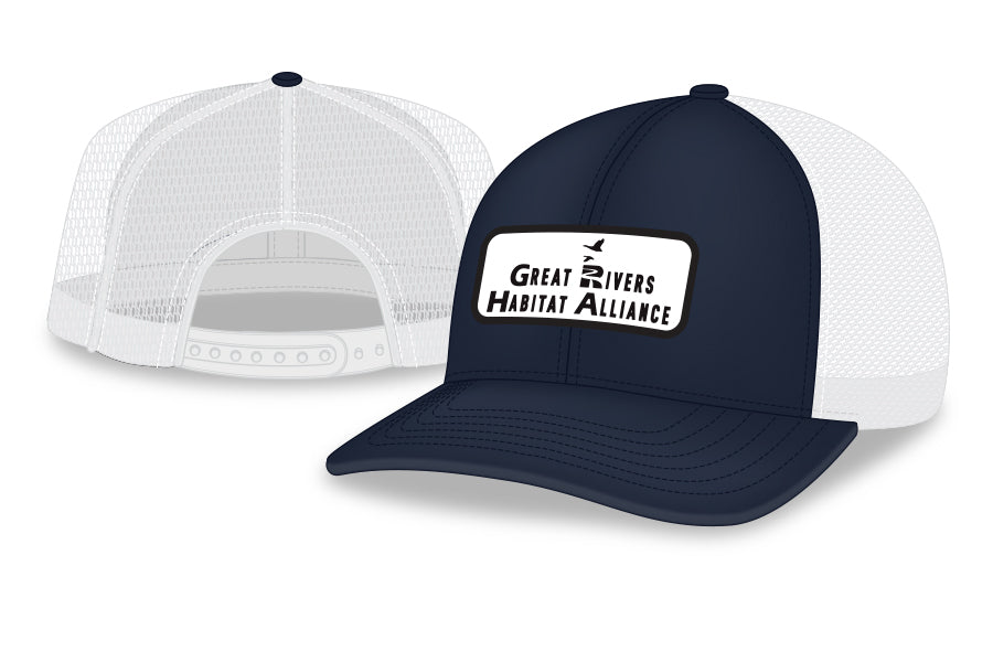 Navy-White Poly/Cotton Mesh Back Cap